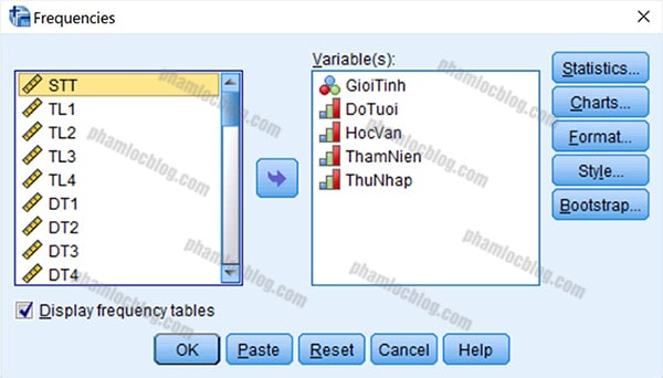 cách chạy thống kê mô tả tần số trong SPSS