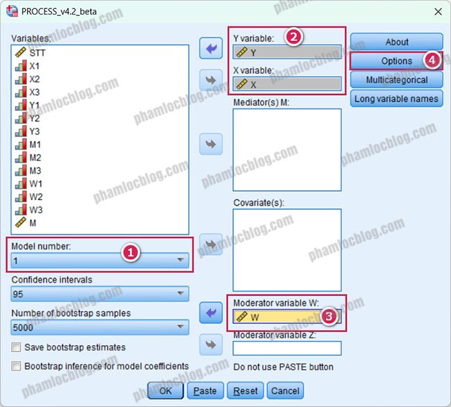 cách chạy biến điều tiết trong spss