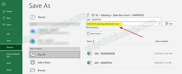 Mở và xuất file dữ liệu SMARTPLS