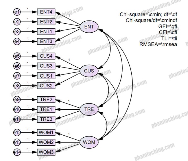 chèn macro model fit cfa