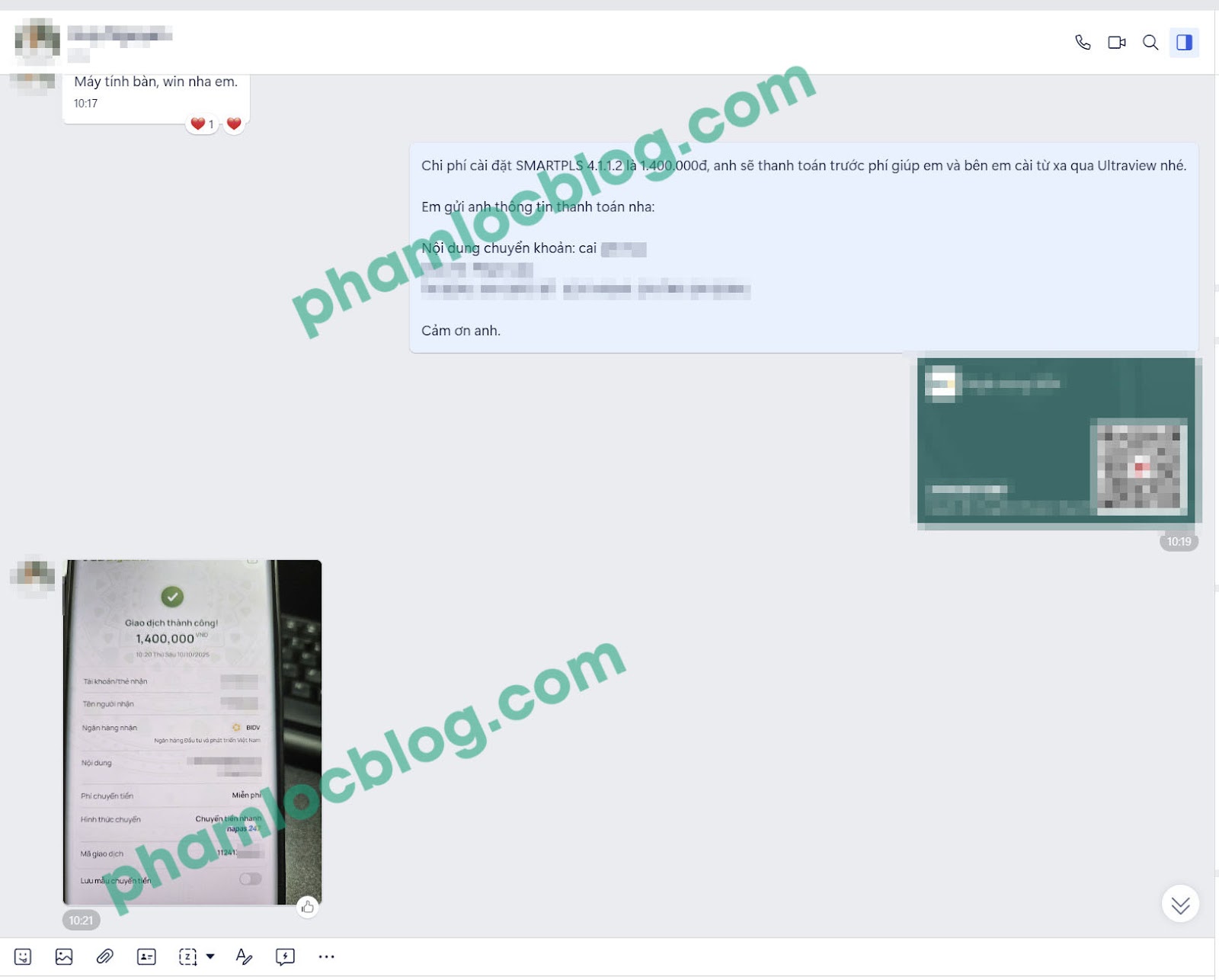 Minh chứng trao đổi và cài đặt SMARTPLS thành công
