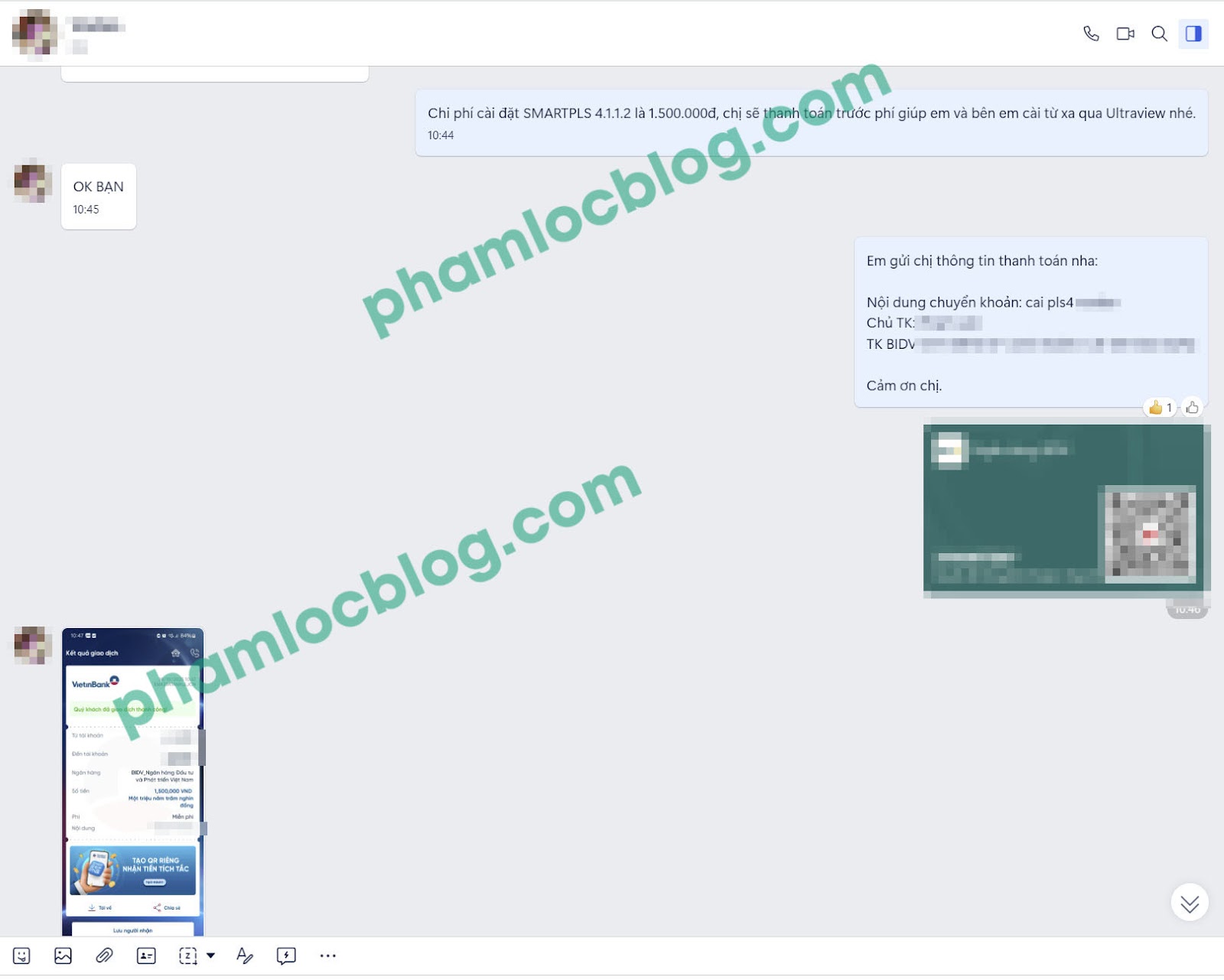 Minh chứng trao đổi và cài đặt SMARTPLS thành công
